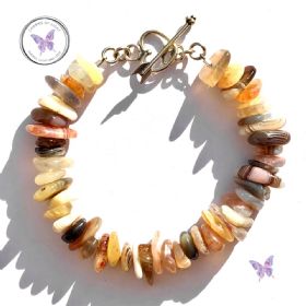 Botswana Agate Nugget Chip Bracelet With Heart Toggle